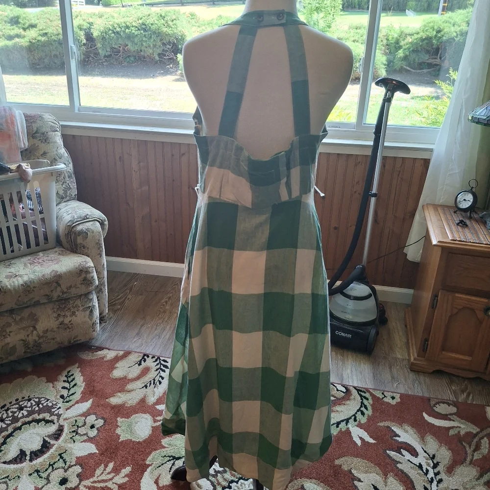 Maeve Anthropology Green and White Checkered Dress Size 10 - Picture 8 of 13